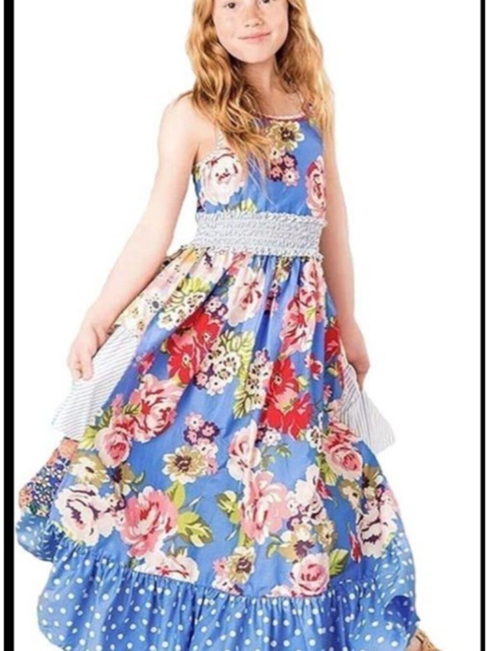 Matilda Jane Girls Adventure Begins Heart Song Maxi Dress Sz 12 Boho CottageCore